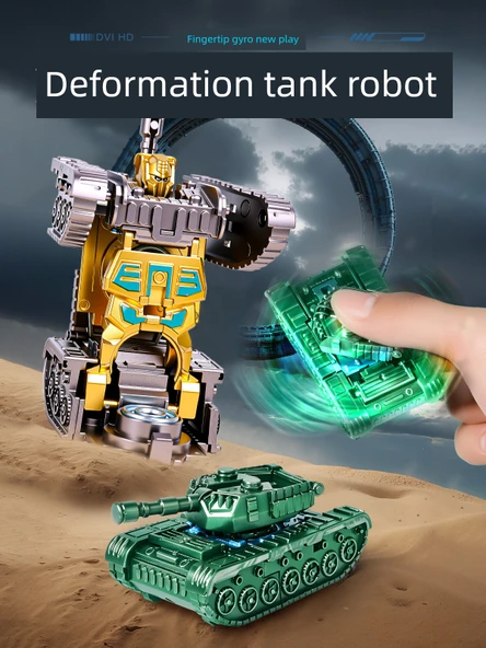 Dönüşebilen Tank Gyro Mech Araba Robot Oyuncak - Altın + Gümüş - 2