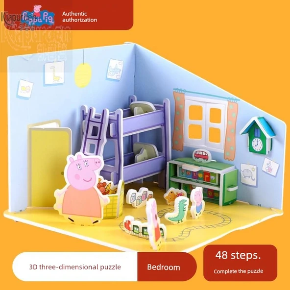 DIY 3D Puzzle Model Sessiz Kitap - [48 Adım | Yatak Odası] 3D Kağıt Yazım Paige