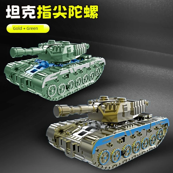Dönüşebilen Tank Gyro Mech Araba Robot Oyuncak - Altın + Yeşil