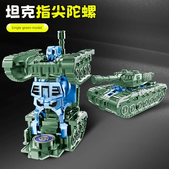 Dönüşebilen Tank Gyro Mech Araba Robot Oyuncak - Tek Yeşil