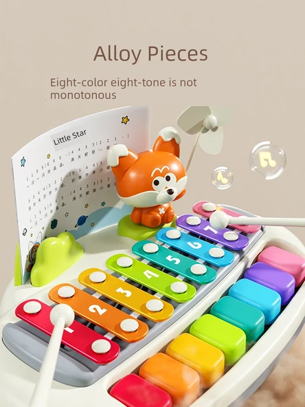 Mini Piyano Oyuncak - Havuç Tavşan Temalı - Işıklı Cep Piyano Hediyeli - 5