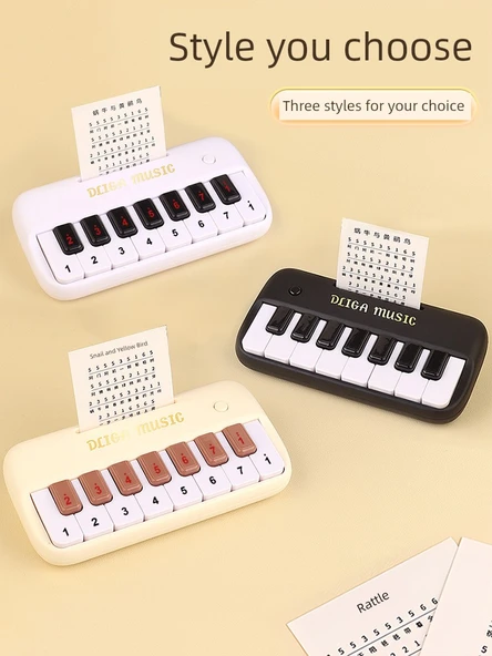 Mini Elektronik Klavye Piyano Oyuncak - Beyaz - Piyano Notalı ve Şarjlı Pilli - 6