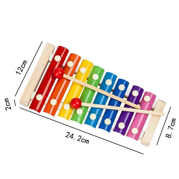 Ahşap Oyuncak Piyano - 8 Tonlu - Montessori - Akordeon