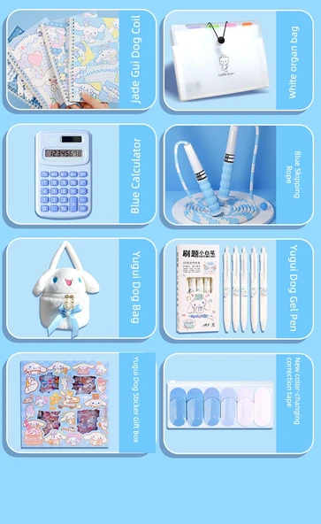 Cinnamoroll Kırtasiye Seti - Yugui Köpek Takımı Keyif Hediye Çantası - 9