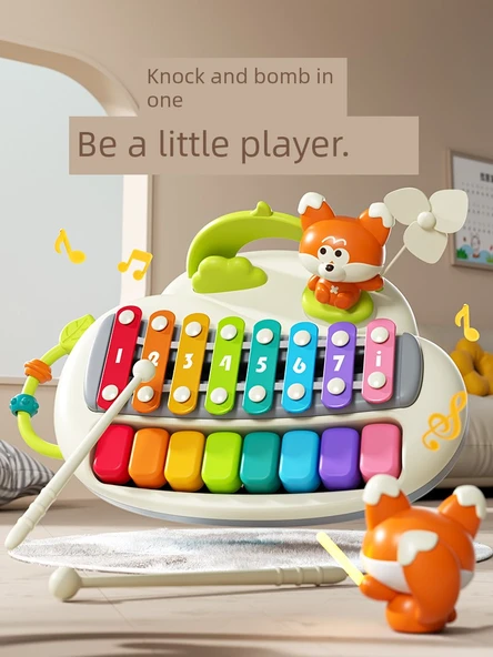 Mini Piyano Oyuncak - Havuç Tavşan Temalı - Işıklı Cep Piyano Hediyeli - 2