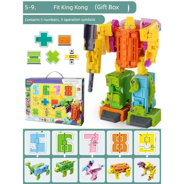Dönüşen Dinozor Robot Oyuncak - Dinozor Versiyonu (56789+5 Semboller) Hediye Kutusu
