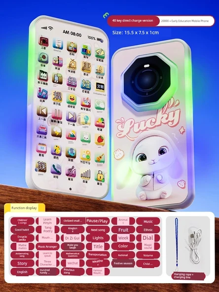 Çocuklar için Eğitici Oyuncak Telefon - Pembe Tavşan Xiaohua