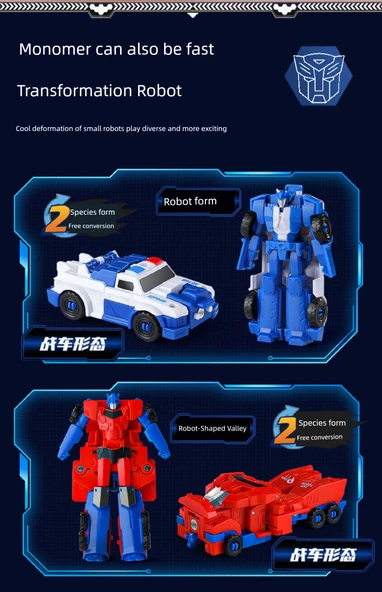 Manyetik Çarpışma Dönüşen Araba Robot Oyuncak - Mavi Savaş Tanrısı Tek Tuş Dönüşüm - 11