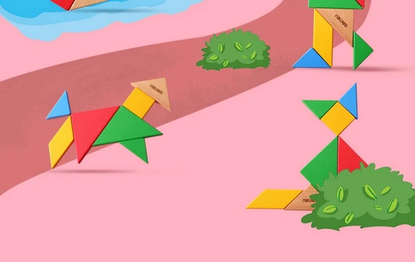 Tangram Puzzle - Büyük Boy Plastik - Eğitim Seti - 8