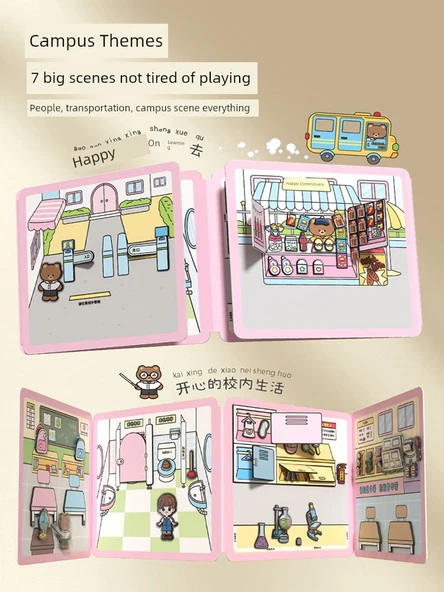 DIY Sessiz Kitap - Çılgın Kızarmış Tavuk Burger Dükkanı (Yıkanabilir/Tekrar Kullanılabilir) - 3