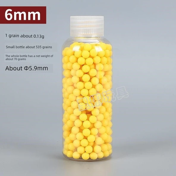 6mm Yumuşak Kauçuk Mermi - Küçük Yuvarlak Şişe (535 adet)