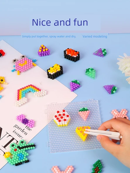 Çocuk Puzzle Boncuk Seti - 6000 Parça, Renkli Kutu ve Lüks Aksesuar Paketi - 11