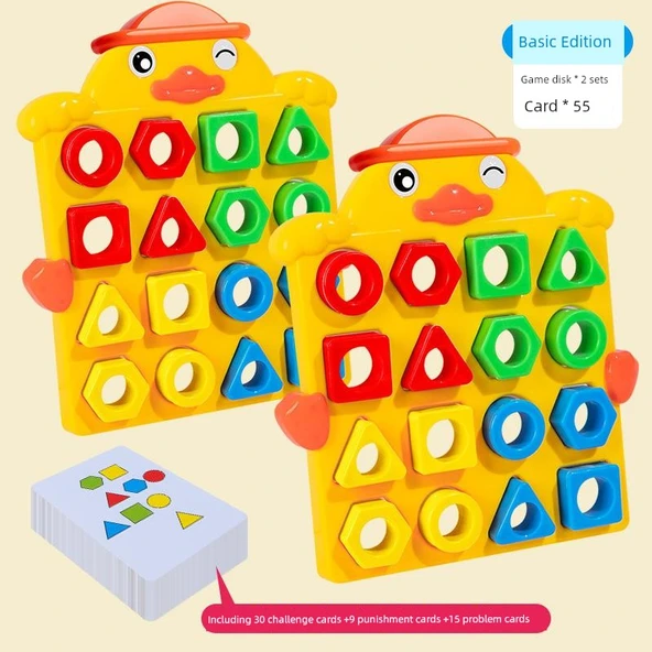 Çocuklar için Geometrik Şekil Eşleştirme Oyunu - 2 Oyun Alanı + 55 Kart