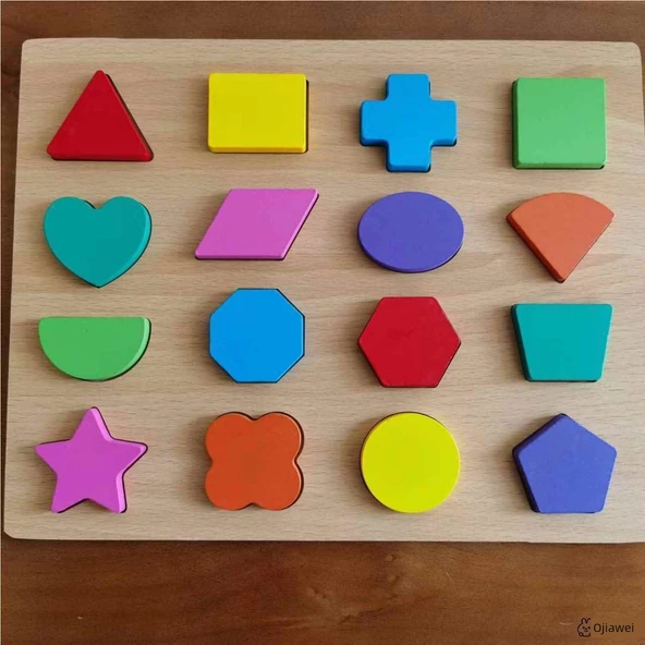 Çocuklar için Ahşap Şekil Eşleştirme Yapbozu - Şekil (30x22.5cm)