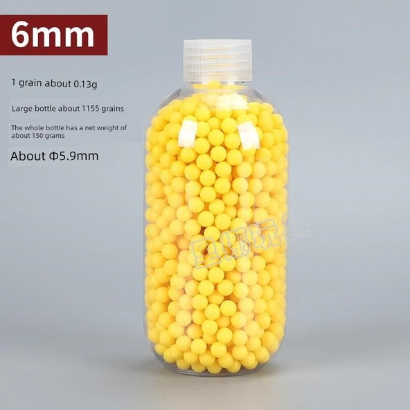 6mm Yumuşak Kauçuk Mermi - 2 Büyük Yuvarlak Şişe (2310 adet)