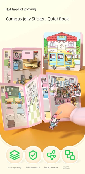 DIY Sessiz Kitap - Çılgın Kızarmış Tavuk Burger Dükkanı (Yıkanabilir/Tekrar Kullanılabilir) - 7