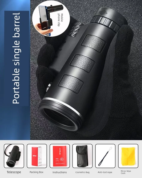 500x60 Profesyonel Lens Teleskop - Yüksek HD Gece Görüşü + Telefon Klipsi