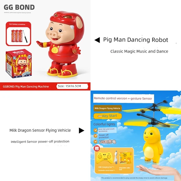 Dans Eden Domuz Adam Robot Oyuncak - Sıcak Satış Kombinasyonu (Süt Ejderha Uzaktan Kumandalı Uçak) - Pilli