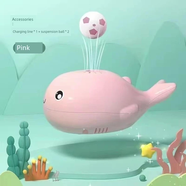 Yüzen Balina Banyo Oyuncağı - Pembe Balina [4 Toplu] Şarjlı