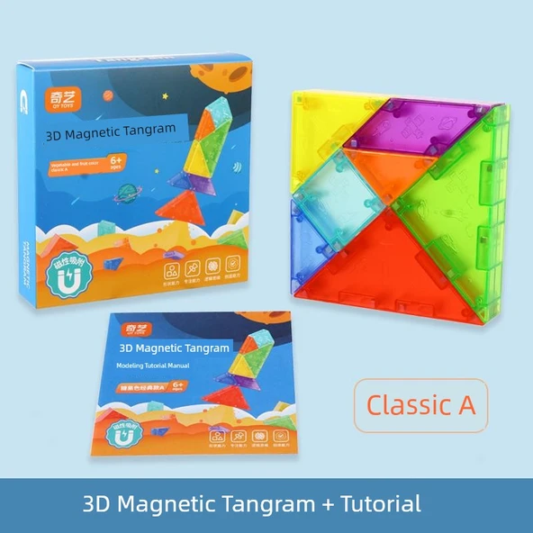 Manyetik Tangram Puzzle - Klasik A Şeker Renk