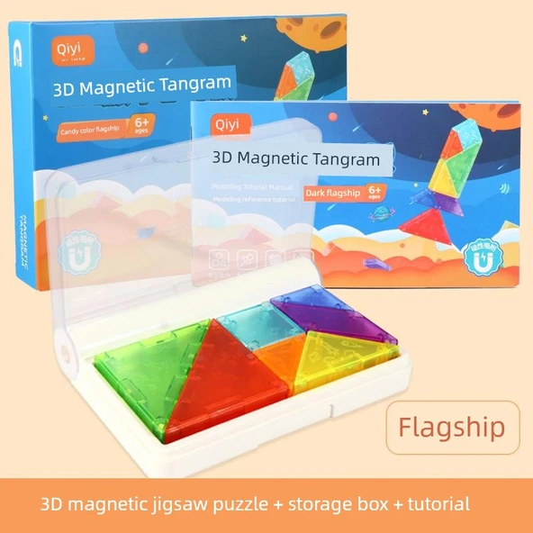 Manyetik Tangram Puzzle - Saklama Kutulu Şeker Renk