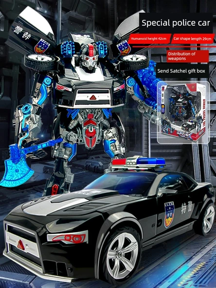 Uzay Oyuncak Yapı Blokları - Optimus Özel Polis Süper Hediye Kutusu - Ses ve Işık Efektli Robot