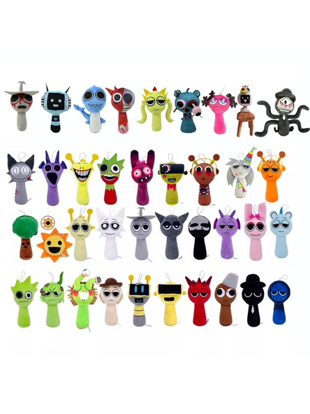 Sprunki Ritim Kutusu Peluş Oyuncak Bebek - Siyah Grimace 20-25cm - 5