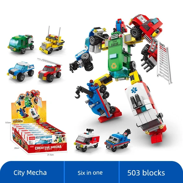 6'sı 1 Arada Şehir Mecha Yapı Blokları Seti 503 Parça