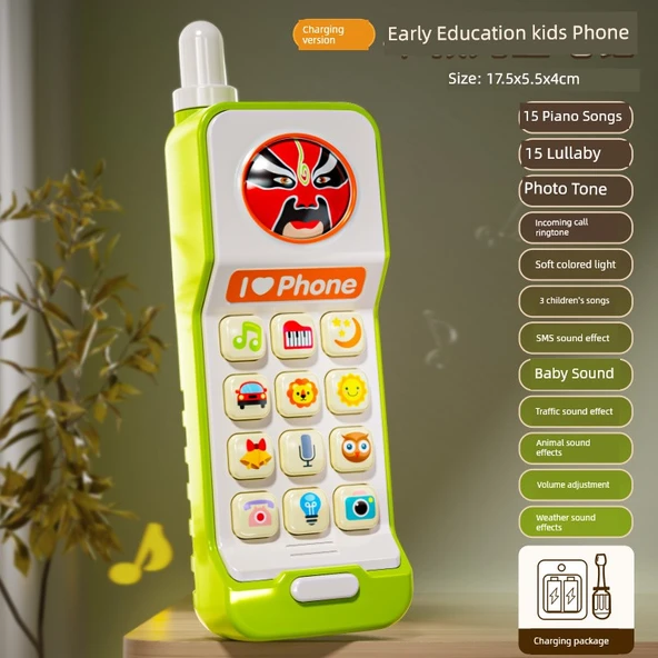 Çocuk Oyuncak Telefon - Şarjlı Model - Yeşil