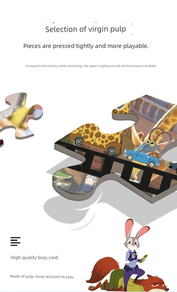 Zootopia Resim Çerçeveli Puzzle - 64 Parça - 10