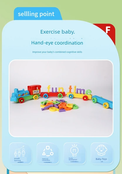 Alfabe Treni Bebek Oyuncak - Renkli - Resim 9