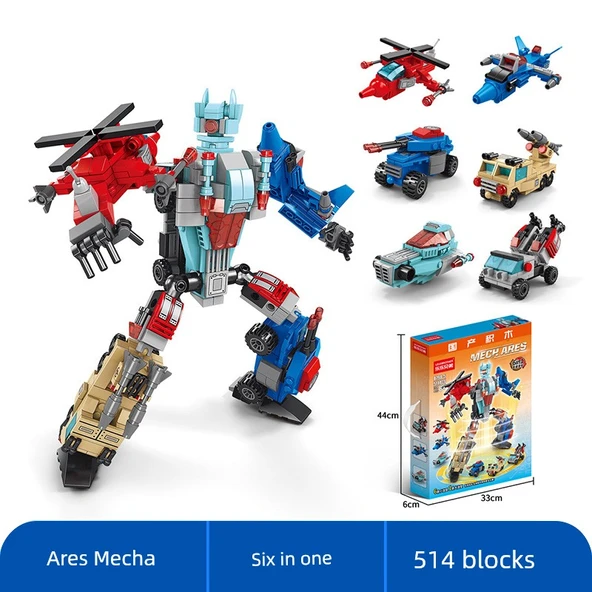 6'sı 1 Arada Ares Mecha Yapı Blokları Seti 514 Parça
