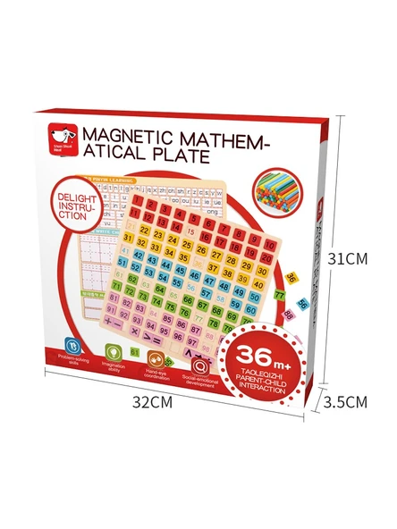 Ahşap Çocuk Eğitici Sayı ve Okuma Yazma Puzzle - Çift Taraflı Logaritmik Tahta + 100 Çubuk + Dijital Ayrışma Cetveli - 6