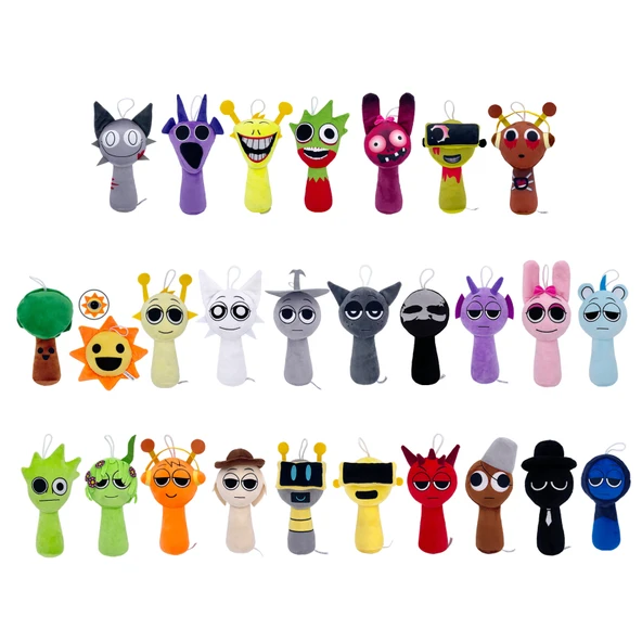 Sprunki Ritim Kutusu Peluş Oyuncak Bebek - Siyah Grimace 20-25cm - 9