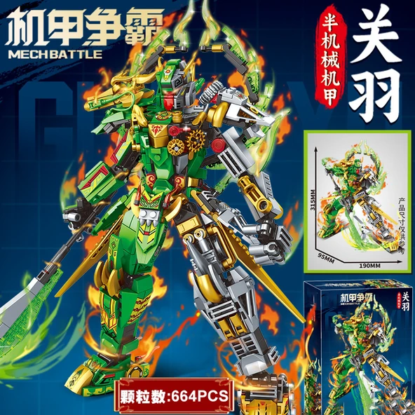 Yarı Mekanik Guan Yu Mecha Robot Yapım Seti - Hediye Kutulu - 1
