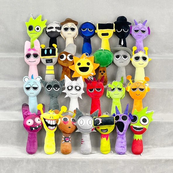 Sprunki Ritim Kutusu Peluş Oyuncak Bebek - Siyah Grimace 20-25cm - 7