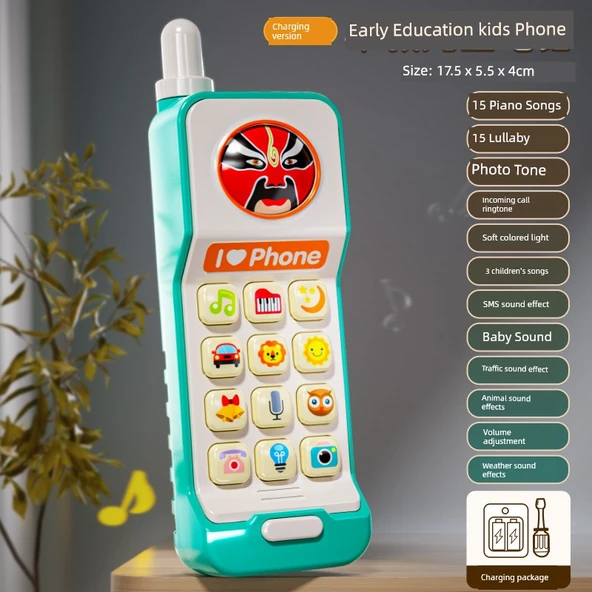 Çocuk Oyuncak Telefon - Şarjlı Model - Mavi