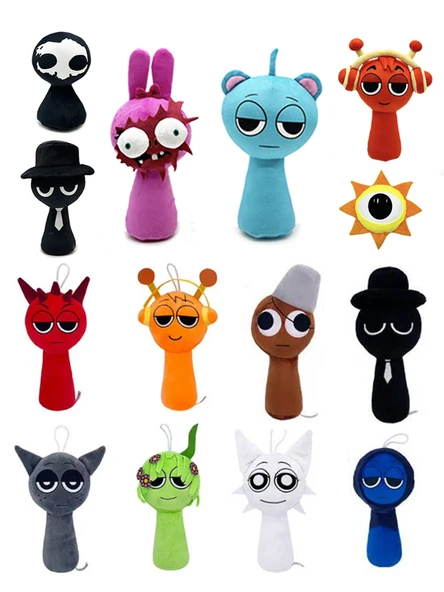 Sprunki Ritim Kutusu Peluş Oyuncak Bebek - Siyah Grimace 20-25cm - 4