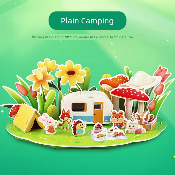 3D Puzzle - Düz Kamp Alanı - Ekstra Büyük Stereo Puzzle