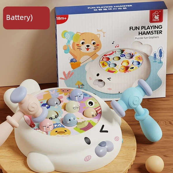 Pilli Hamster Vurma Oyunu - 2 Çekiç + Pil