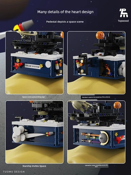Elektrikli Güneş Sistemi Bilim Eğitimi Yapboz - Dönen Dokuz Gezegen Model Uzay Aracı Dahil - 5