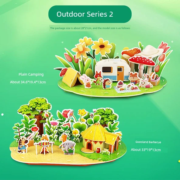 3D Puzzle - Düz Kamp ve Otlak Barbekü - Ekstra Büyük Stereo Puzzle