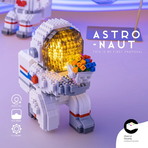 Işıklı Evlenme Teklifi Astronot Yapı Blokları (1088 Parça)