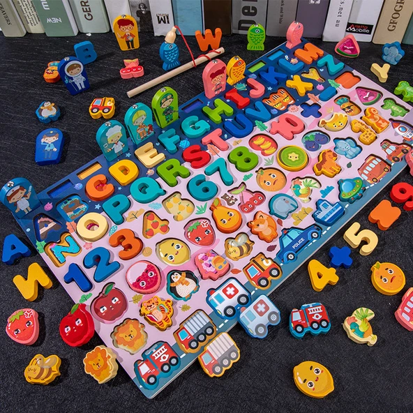 Bebek Dijital Puzzle Yapı Blokları - Stil 2 Büyük Boy Trafik Şekil Hayvan Logaritmik Tabla