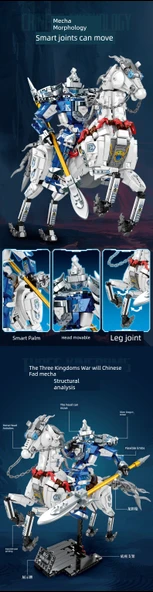 Üç Krallık Guan Yu Mecha Model Yapı Taşları - Demir Süvari Wu Sheng [1259 Parça] - 11