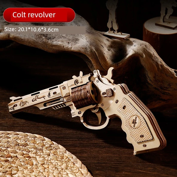 Colt Revolver Lastikli Tabanca - Tetik Çekilebilir [6 Atışlık/6 Lastik + 2 Hedef]
