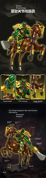 Üç Krallık Guan Yu Mecha Model Yapı Taşları - Demir Süvari Wu Sheng [1259 Parça] - 8