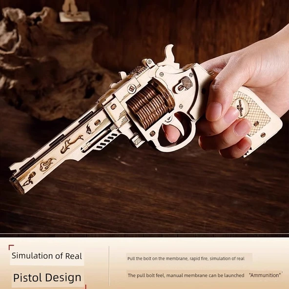 Colt Revolver Lastikli Tabanca - Tetik Çekilebilir [6 Atışlık/6 Lastik + 2 Hedef] - 6