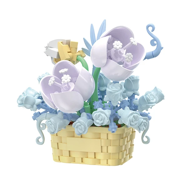 DIY Yapı Taşları Çiçek Sepeti Saksı Bitki Puzzle - Sihirli Mor Yıldız - 6