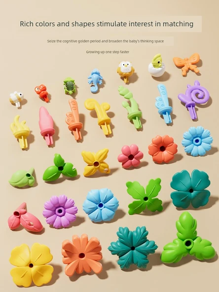 DIY Dinozor ve Çiçek Bahçesi Yapı Taşları Seti - Çift Çiçek (91 Parça) - 6